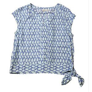 Vineyard Vines Short Sleeve Blue Lattice Print Shirt Style 2W2324 Ladies Size 14